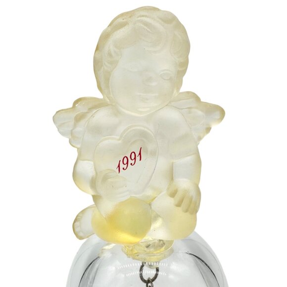 Avon 1991 Collectible Bell Frosted Angel Figurine With Red Heart Clapper 5" Tall - Picture 2 of 8